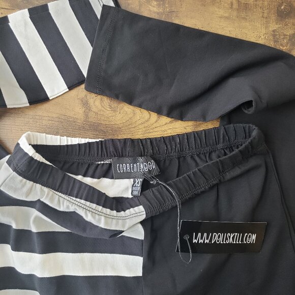 Frankie Monster High Dolls Kill Current Mood Black + White Stripe Legging Tights - Picture 2 of 6